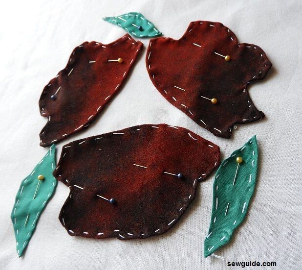 Pin the applique pieces in place