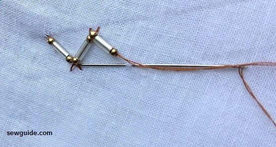 zig zag pattern with bugle beads and small beads.