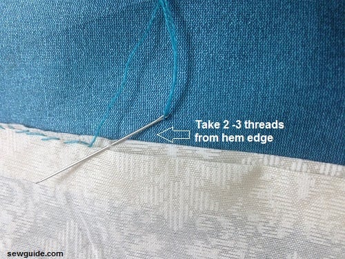 use small stitches to sew the hand blind stitch sewing