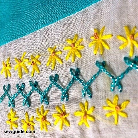 Herringbone with star stitch