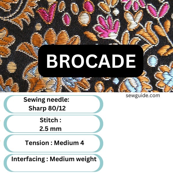 brocade sewing tips : sewing needle stitch, tension and interfacing