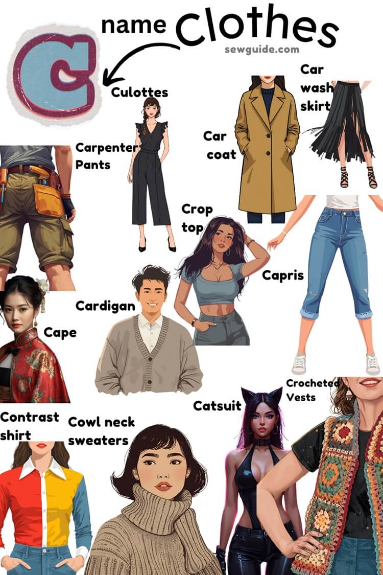names of clothes starting with C