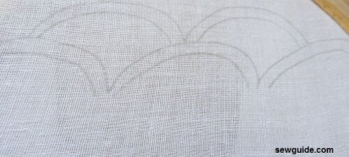 double line design has to be outlined with back stitches or herringbone stitches