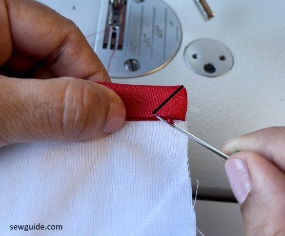 mark crosswise from corner