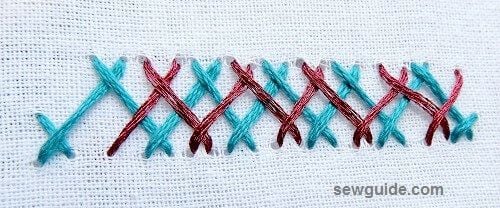 different types of cross stitch -double herringbone cross stitch
