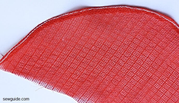 On the front of the curved edge