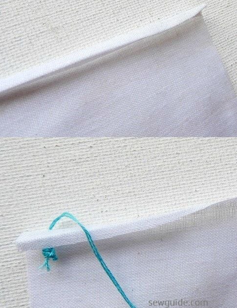 fold the fabric and make the over cast stitches evenly and carefully