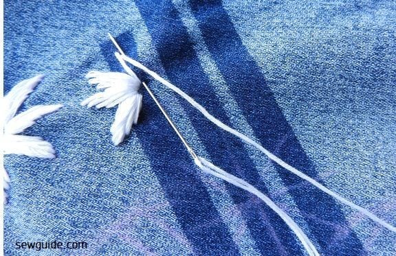 flower embroidery on denim