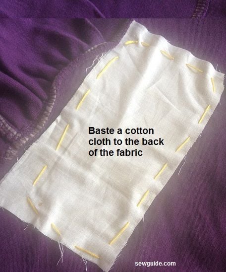 Fabric kept on the garment back as backing