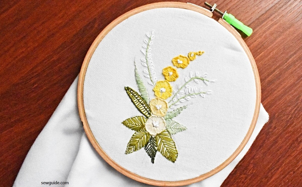 embroidery of yellow flowers