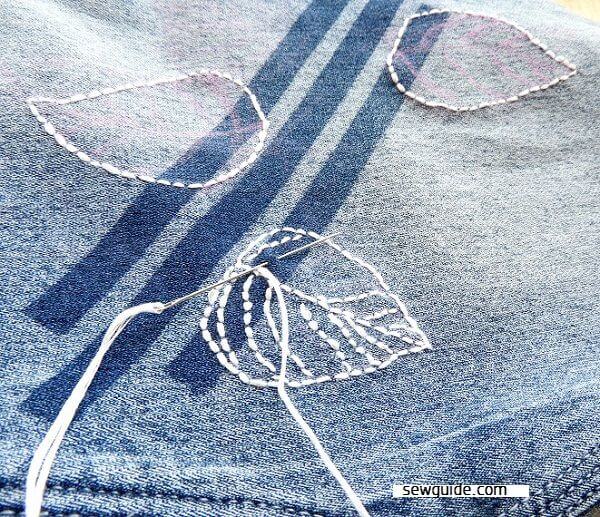 outline work done with back stitch