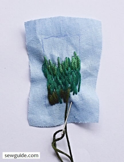 Start embroidered all over the inside of the marked area.