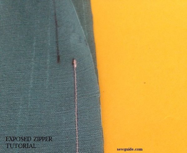zipper opening made a little to the inside of the real seam