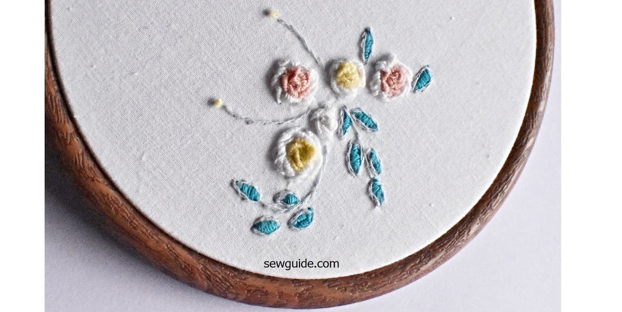 Bullion stitch roses