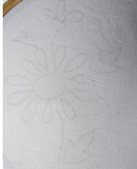 draw sunflower design with several tear drop shaped designs around a circle