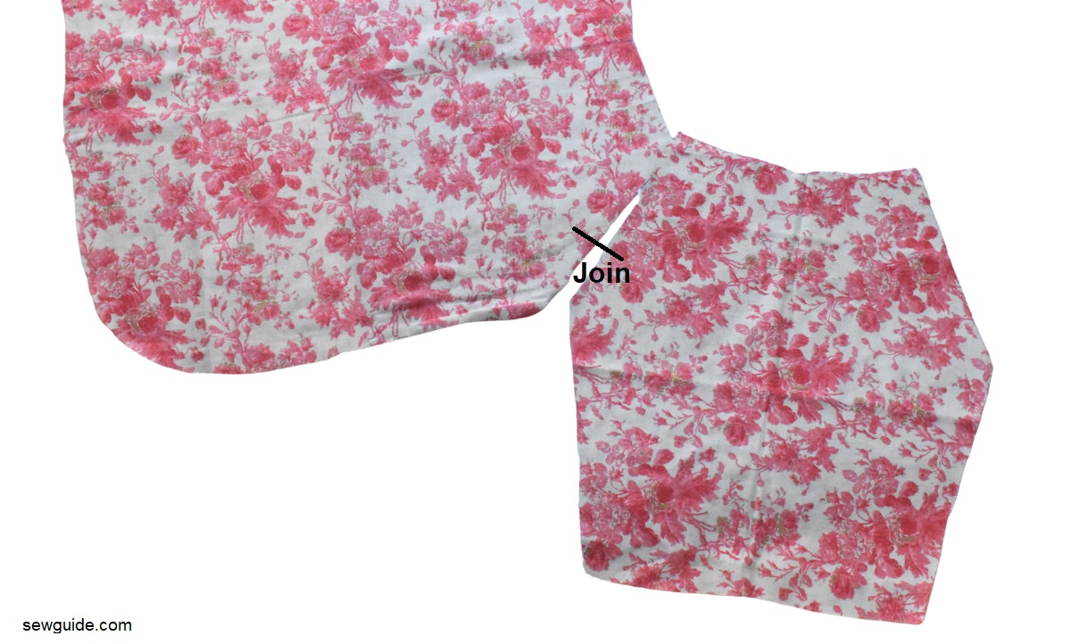 join the bodice of the gathered top to the sleeve