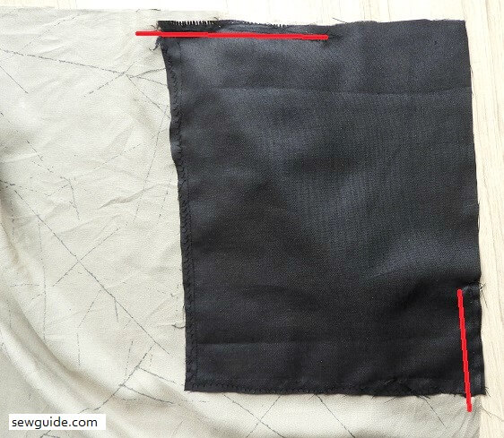 back view of the pocket and the stitching lines