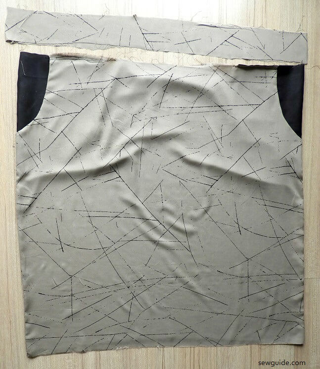 Waistband fabric cut for the gathered skirt