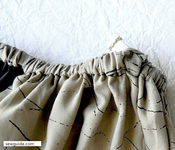 insert the elastic inside your skirt waistband