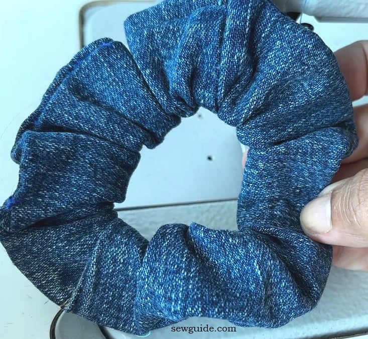 denim scrunchie with hair tie inside