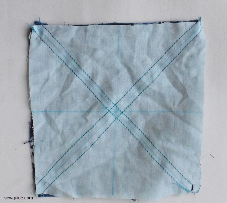 stitch along the diagonal lines