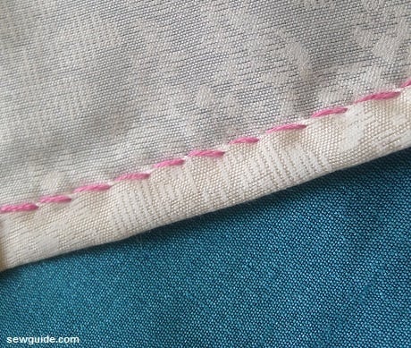 Ordinary turned under hem with whip stitch
