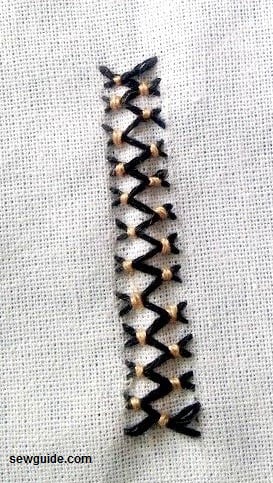 herringbone stitch tied