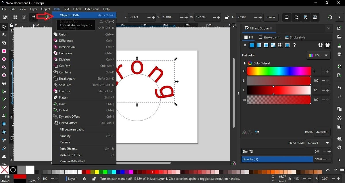 to remove the circle curving the letter