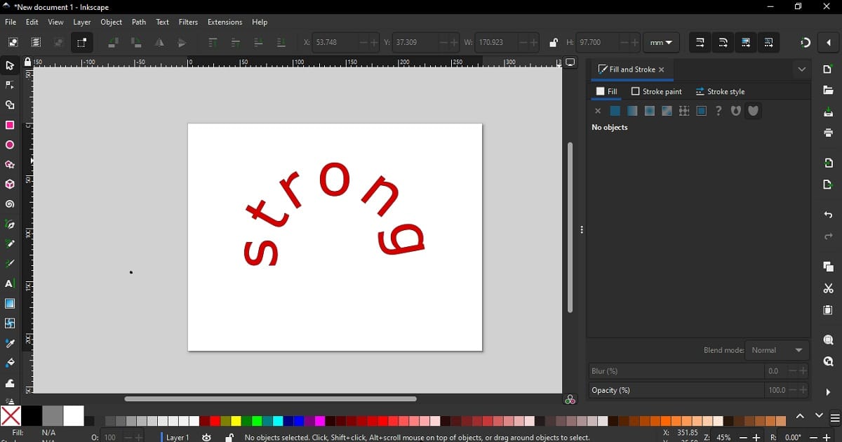 curved letters made on inkscape