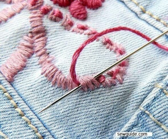 Satin stitched Flower with butterfly stitch bow