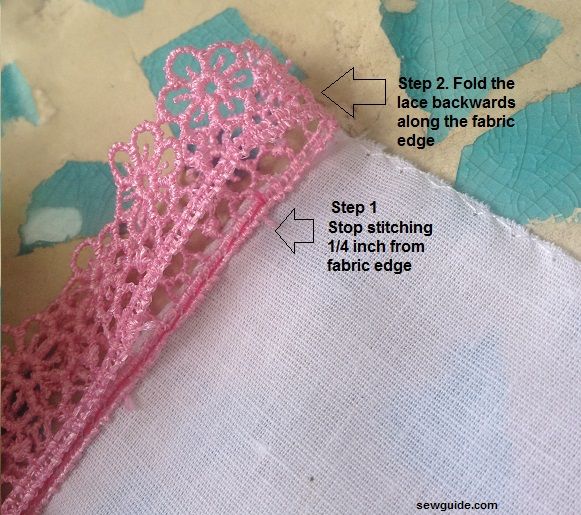 lace stitched on the edge of a kerchief