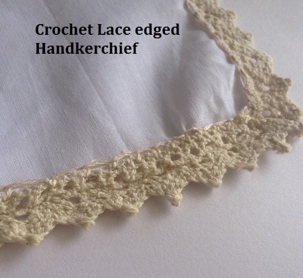 add crochet lace to an embroidered handkerchief