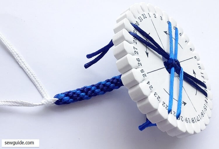 kumihimo cord formation of the cord in the back as you move the cord through the disc