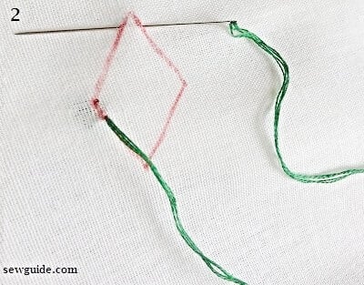 Make a stitch across the top corner