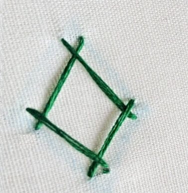 Make the stitches along the 4 sides to complete the kutch diamond shape