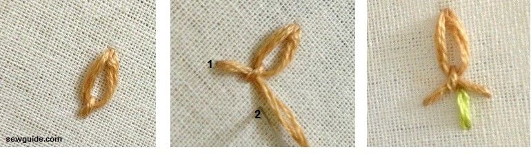 bull's head - lazy daisy flower embroidery