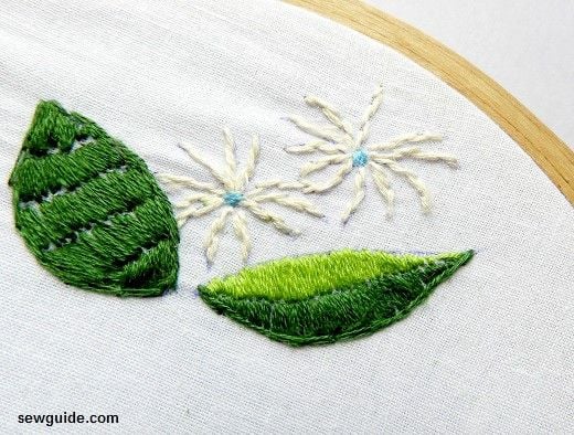 leaf stitch embroidery