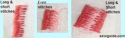The sequence of stitches you should make to fill space with long and short stitches