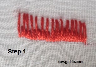 Stitch the first row of the design with long and short stitches