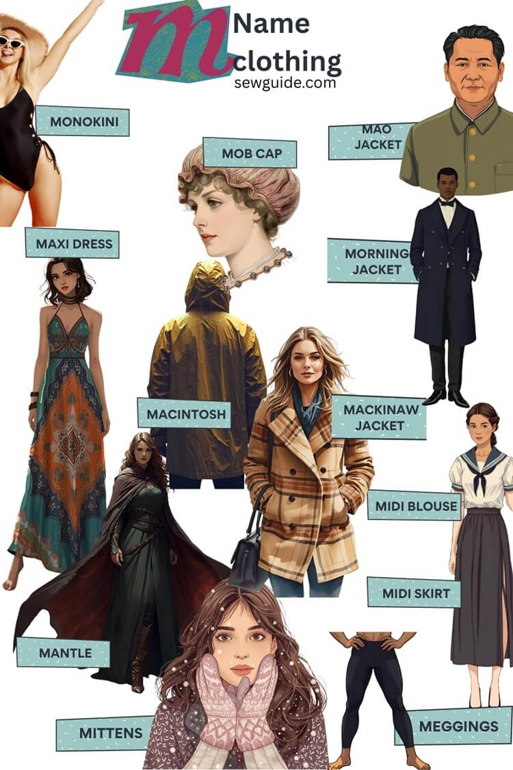 clothing names starting with the alphabet M