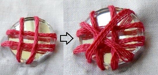 First make criss cross stitches over the mirro