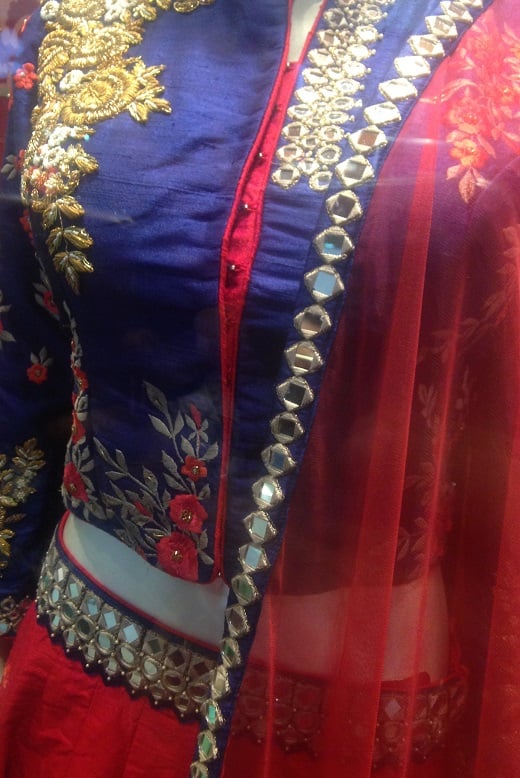 mirror-work done on an indian dress 
