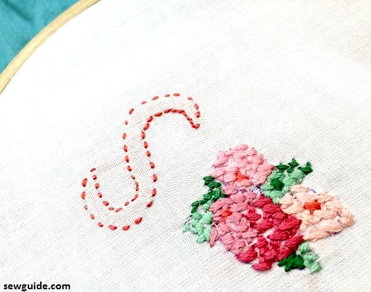shadow worked embroidery letter S
