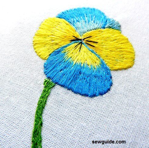 thread painting pansy flower