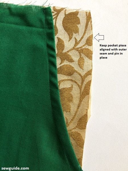 keep the pocket piece aligned with the outer seam