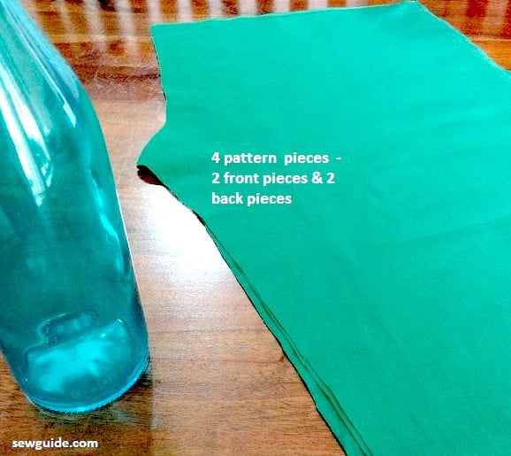 2 front pattern pieces and 2 back pieces of the pajama sewing pattern