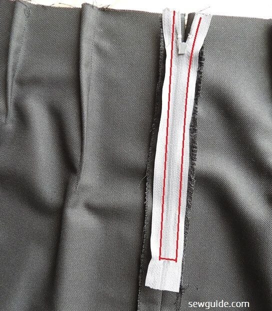 zipper stitching to the pencil skirt