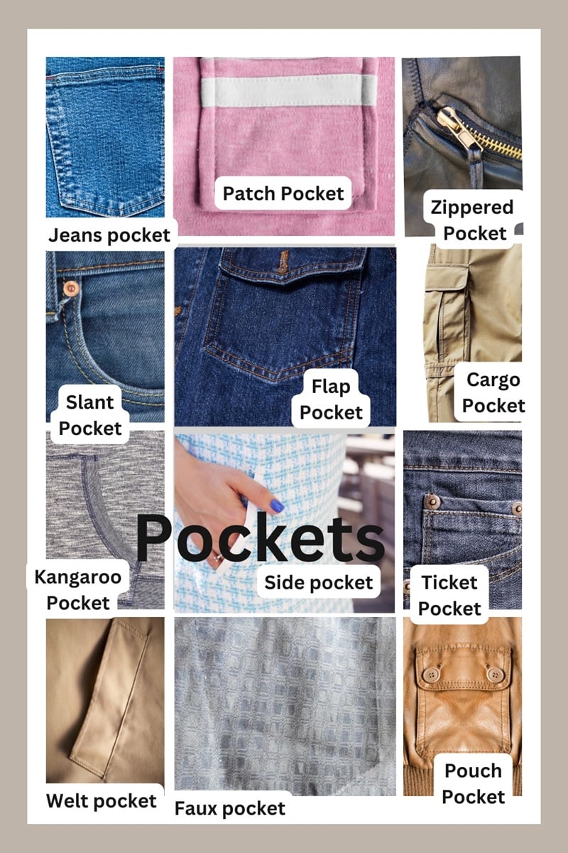 types of pockets and their names