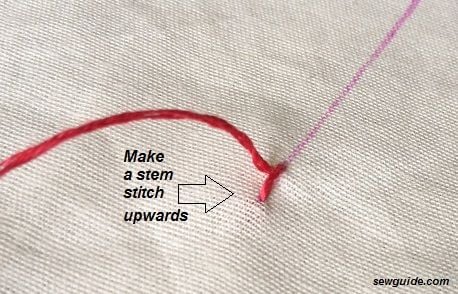 make a stitch upwards