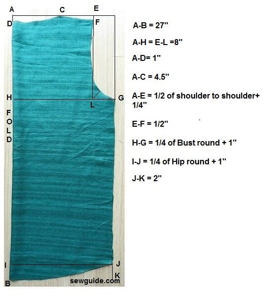 back bodice of the top -pattern